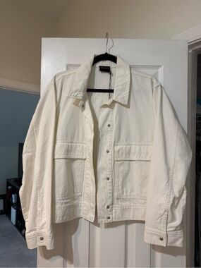 Men's Cream Lightweight Utility Shirt Jacket